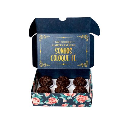 Caixa para 06 Doces Sem Visor Rosas Unidade Conceito