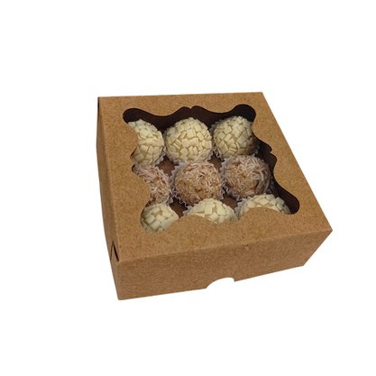Caixa para 09 Doces com Visor Kraft Unidade Conceito