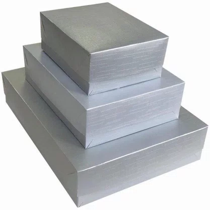 Caixa Presente Grande 25,5x35x7,5cm 1 Unidade Prata Linho Cristina