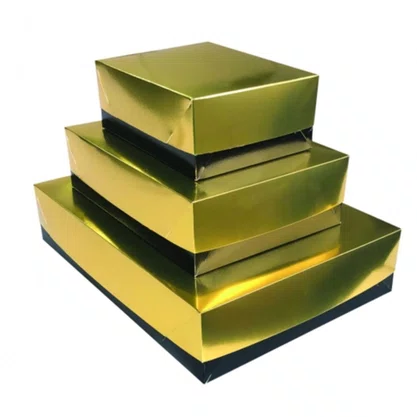 Caixa Presente Pequena Preta com Ouro 14,5x19x7,5 cm Unidade Cristina