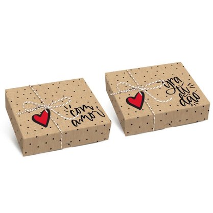 Caixa Presente Ret Baixa Kraft 30x24x6cm C/ Amor Cromus