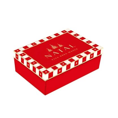 Caixa Presente Retangular Natal Petit 19,5x14,5x6,5cm Cromus Unidade
