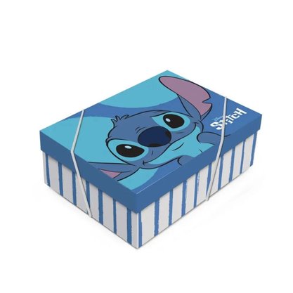 Caixa Presente Retangular Pequena Stitch 24x18x8cm Unidade Cromus