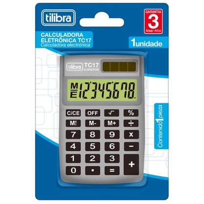 Calculadora de Bolso 8 Dígitos Cinza TC17 Tilibra