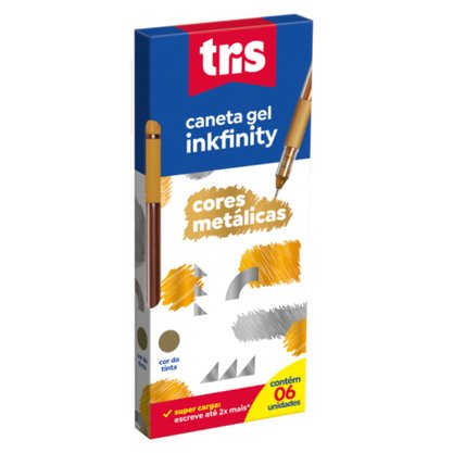 Caneta em Gel Metalizada 1,0mm Dourada Inkfinity Tris