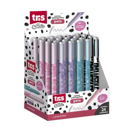 Caneta Esferográfica 0,7mm Azul Pets Holic Tris