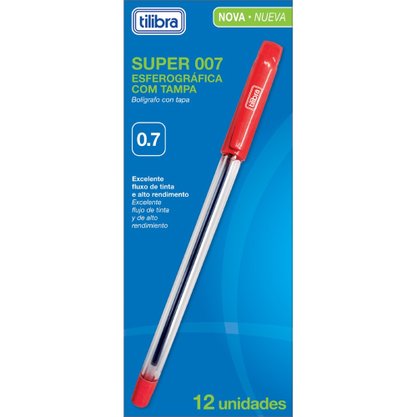 Caneta Esferográfica 0.7mm Vermelho Super 007 Tilibra