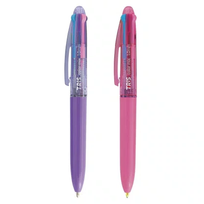Caneta Esferográfica 1.0mm 4 Cores Rosa Color Mix Tris