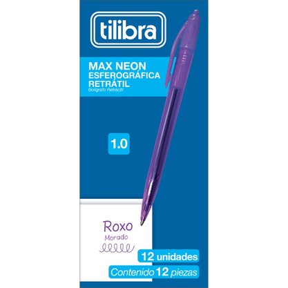 Caneta Esferográfica 1.0mm Roxo Max Neon Tilibra