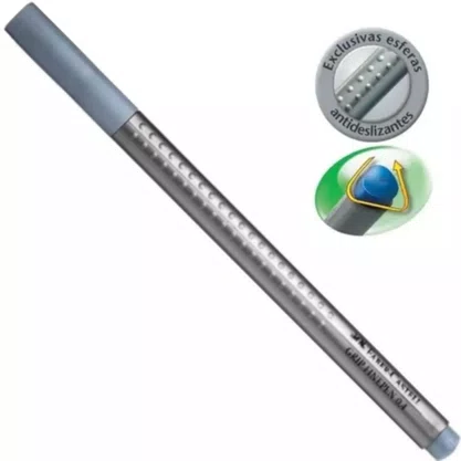 Caneta Grip Ponta Fina Cinza Faber Castell