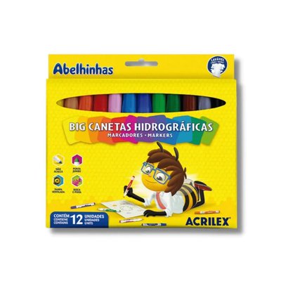 Caneta Hidrocor Jumbo 12 Cores Acrilex