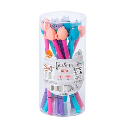 Caneta Hidrográfica Fina 0.4mm Rosa Gato Cat Brw