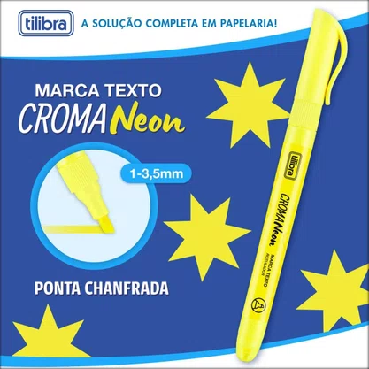 Caneta Marca Texto Croma Neon Amarelo Tilibra