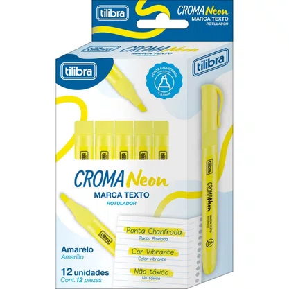 Caneta Marca Texto Croma Neon Amarelo Tilibra