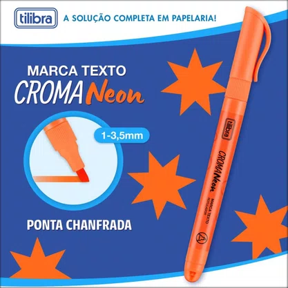Caneta Marca Texto Croma Neon Laranja Tilibra