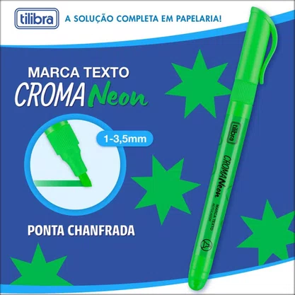 Caneta Marca Texto Croma Neon Verde Tilibra
