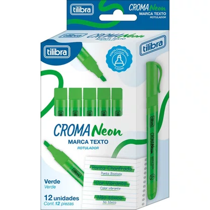 Caneta Marca Texto Croma Neon Verde Tilibra