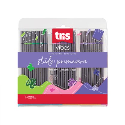 Caneta Superfina 0.4mm 19 Cores Study Primavera Vibes Tris