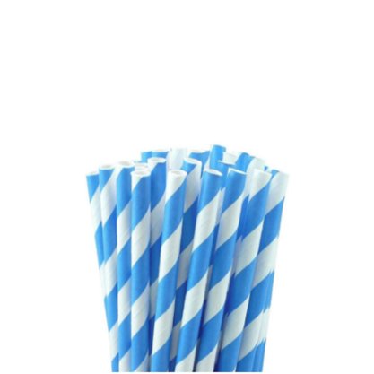 Canudo Vitamina Papel Listrado Azul Wyda C/ 12un