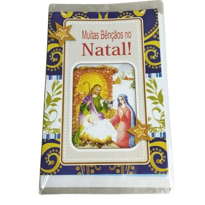 Cartão Natal Natal Pop 30 JI Cart - Sagrada Família Azul