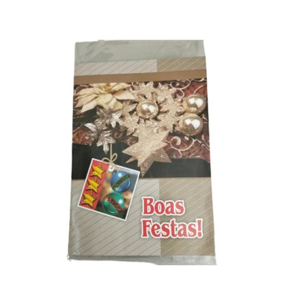 Cartão Natal Unidade Enfeites Bolas e Estrelas Bronze