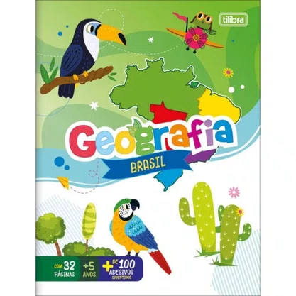 Cartilha Geografia Brasil 32pag 100 Adesivos Tilibra