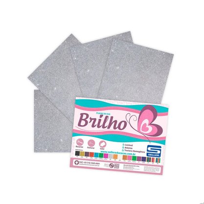 Cartolina EVA Glitter Prata 40x60 Unidade Seller