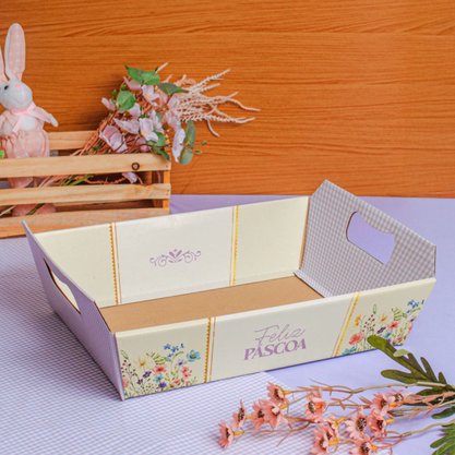 Cesta Papel Cartão Média Páscoa Áurea - Unidade