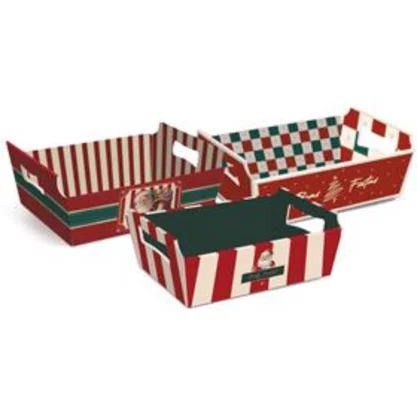 Cesta Papel Cartão Natal Sortido Diversas Estampas 27x18cm Cromus Um