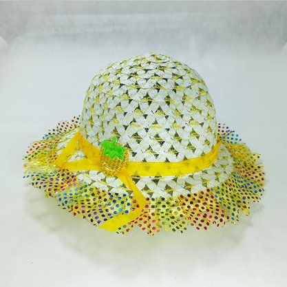 Chapéu Estampado com Renda Amarelo Bazar Importadora