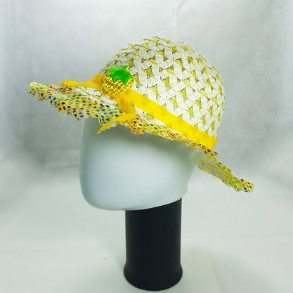 Chapéu Estampado com Renda Amarelo Bazar Importadora