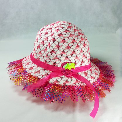 Chapéu Estampado com Renda Pink Bazar Importadora