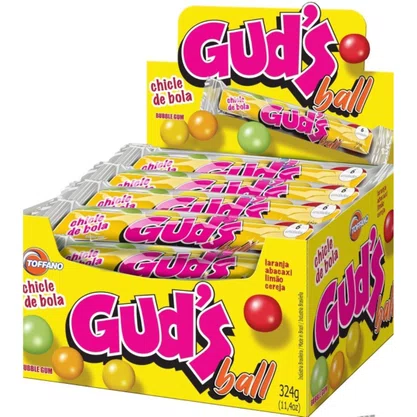 Chiclete Gud’s Ball Sortido 18 Tubos com 6 Unidades Toffano