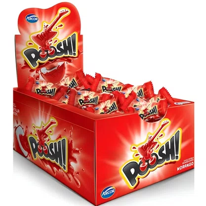Chiclete Poosh Morango 40 Unidades Arcor