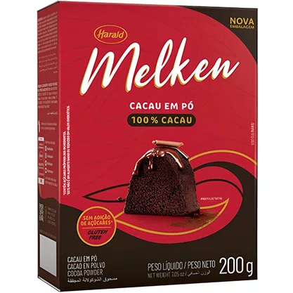 Chocolate Em Pó 100% Cacau 200g Melken Harald