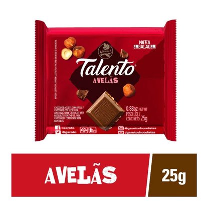 Chocolate Mini Talento Ao Leite com Avelãs 25g 15 Unidades Garoto