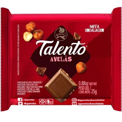 Chocolate Mini Talento Ao Leite com Avelãs 25g 15 Unidades Garoto