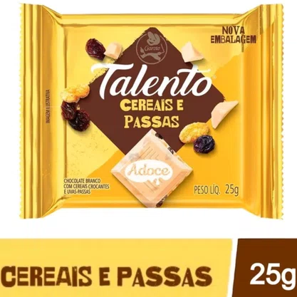 Chocolate Mini Talento Branco com Cereais e Passas 25g 15 Unidades Garoto