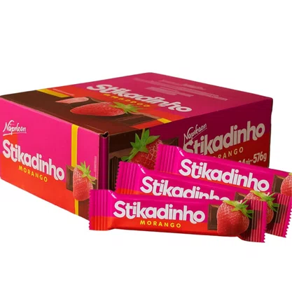 Chocolate Stikadinho Morango 12,3g Caixa 32 Unidades Neugebauer
