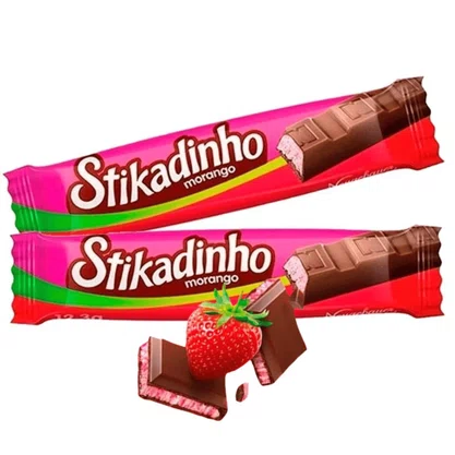 Chocolate Stikadinho Morango 12,3g Caixa 32 Unidades Neugebauer
