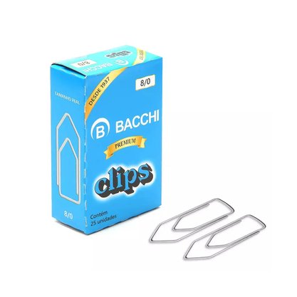 Clips Galvanizados 8/0 Com 25 Unidades Bacchi