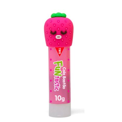 Cola Bastão 10g Morango Rosa Funtastic Tris