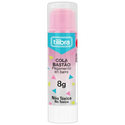Cola Bastão Transparente Colorida Rosa 08g Tilibra