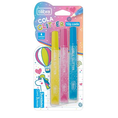 Cola Glitter 12ml Colorida 3 Unidades Tilibra