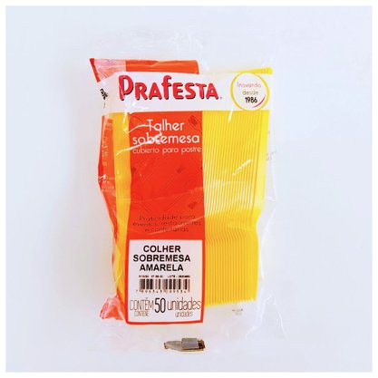 Colher de Sobremesa Amarela C/50 Unidades Prafesta