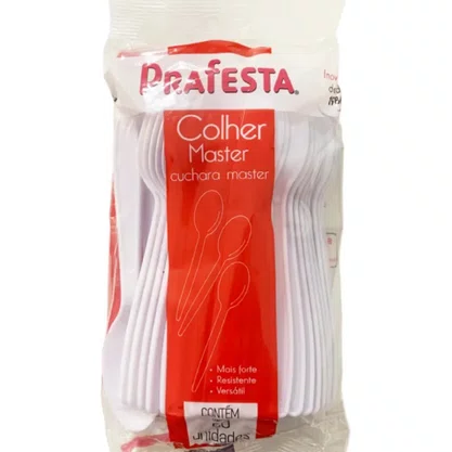 Colher Refeição Master Branca 50 Unidades Prafesta