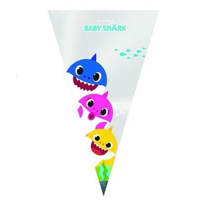 Cone Festa Compose Baby Shark 18x30 C/ 50 Un