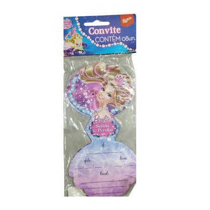 Convite Aniversário Barbie Sereia Pérolas Regina