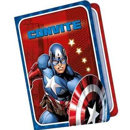 Convite Aniversário Capitão América Avengers Regina