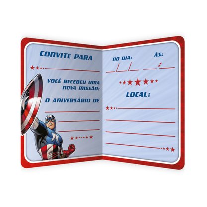 Convite Aniversário Capitão América Avengers Regina
